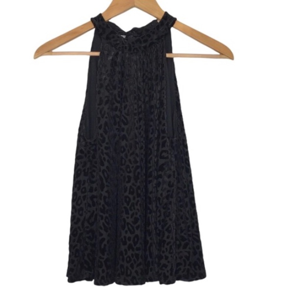Altar’d State Velvet Leopard Animal Print Sleeveless Blouse